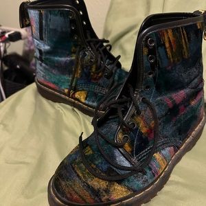 **Rare**Dr. Marten’s boots, multicolored velvet, vintage, 1990’s